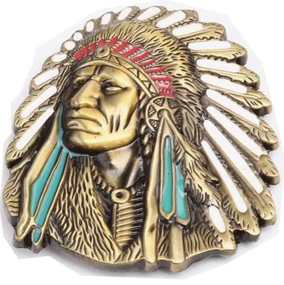 New Native American Indian chief head belt buckle - Picture 8 of 8